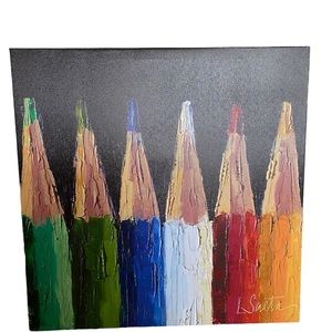 COLORING PENCILS PICTURE READY TO HANG ON CANVAS 14 X 14